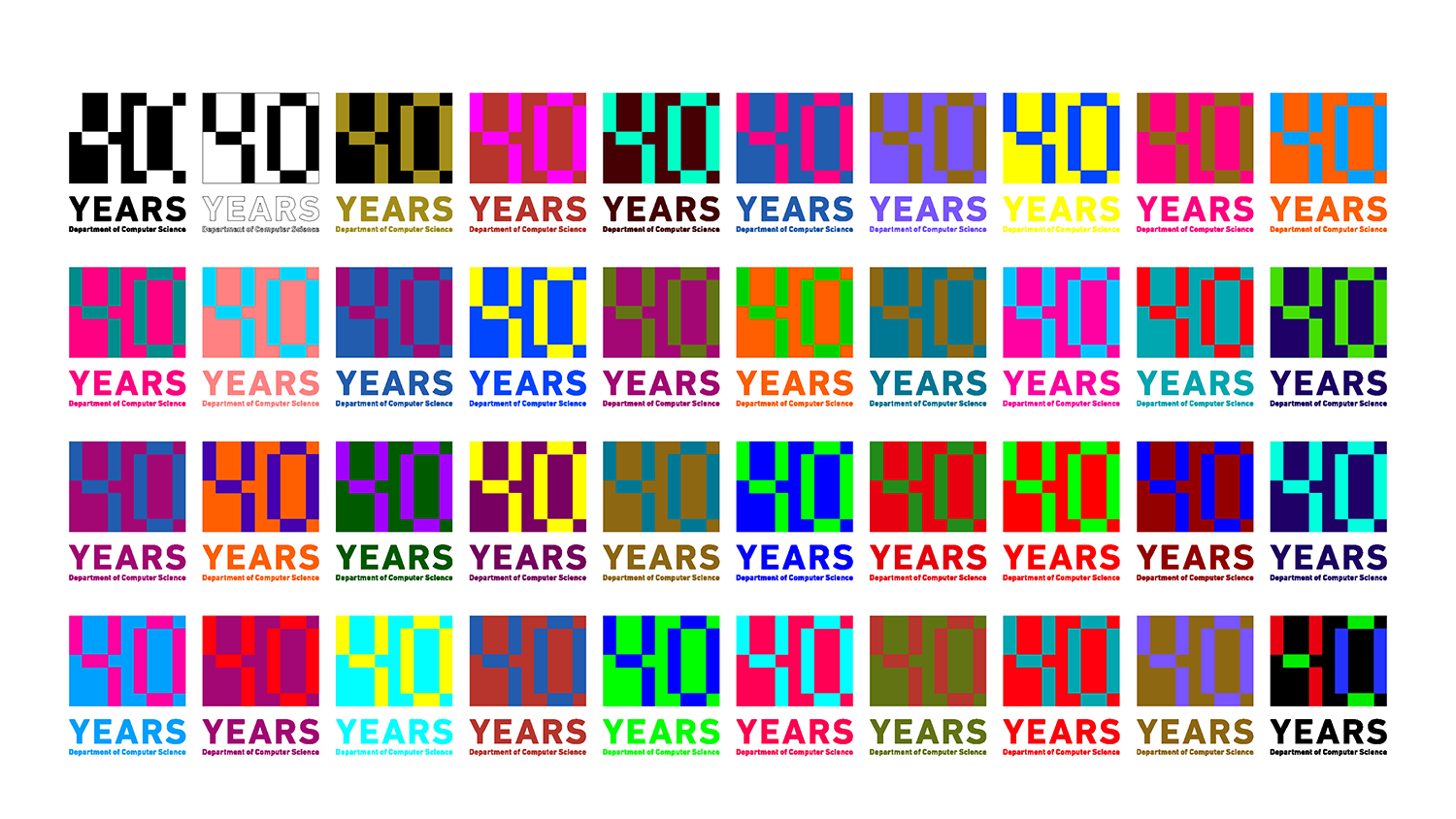 Colourful logos for the 40th anniversary of the Department of Computer Science